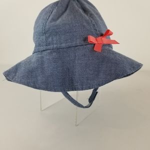Carters Blue Sunhat With Pink Bow
